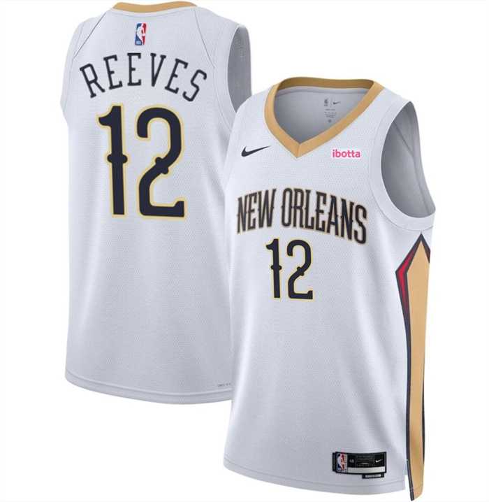 Men%27s New Orleans Pelicans #12 Antonio Reeves White 2024 Draft Association Edition Stitched Basketball Jersey Dzhi